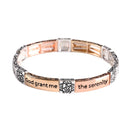 Dicksons The Serenity Prayer 2.5 Inch Silver, Gold and Rose Gold Plated Metal Women's Tile Stretch Bracelet