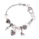 Dicksons Serenity Prayer Charm Bracelet for Women Silver-Tone Snake Chain with Engraved Heart & Dove Dangles Inspirational Faith Jewelry