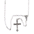 Dicksons Elegant Lucite Bead Rosary Necklace with Silver Plate Crucifix & Miraculous Medal 12 inch Catholic Prayer Beads for Men & Women – Durable & Handcrafted Religious Giftable