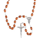 Dicksons Round Natural Wood Bead Rosary Necklace with Metal Miraculous Medal 22 inch Catholic Prayer Beads for Men & Women – Durable & Handcrafted Religious Giftable