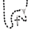 Dicksons Black Wood Bead Rosary Necklace with Silver Plate Crucifix & Miraculous Medal 18 inch Catholic Prayer Beads for Men & Women – Durable & Handcrafted Religious Giftable