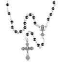 Dicksons Silver Plate Hematite Bead Rosary Necklace with Chalice & Crucifix 17 inch Catholic Prayer Beads for Men & Women – Durable & Handcrafted Religious Giftable