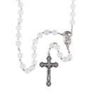 Dicksons Elegant White Glass Bead Rosary Necklace with Silver Plate Crucifix & Miraculous Medal 20 inch Catholic Prayer Beads for Men & Women – Durable & Handcrafted Religious Giftable