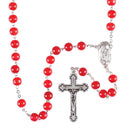 Dicksons Vibrant Red Round Glass Bead Rosary Necklace with Silver-Tone Crucifix & Miraculous Medal 20 inch Catholic Prayer Beads for Men & Women – Durable & Handcrafted Religious Giftable