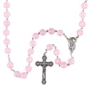 Dicksons Gentle Pink Round Glass Bead Rosary Necklace with Silver-Tone Crucifix & Miraculous Medal 24 inch Catholic Prayer Beads for Men & Women – Durable & Handcrafted Religious Giftable