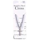 Dicksons Classic Stainless Steel Cross Pendant Necklace for Men Durable Silver-Tone Cutout Box Chain Simple Masculine Faith Jewelry