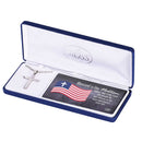 Dicksons Psalm 33:12 Blessed Nation Cross Silver 24 Inch Stainless Steel Necklace In Blue Presentation Box