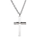 Dicksons Beveled Box Cross, Silver Tone, 24 Inch, Stainless Steel, Men's Everyday Necklace,