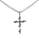 Dicksons Antiqued Barbed-Wire Cross, Silver Tone, 24 Inch, Stainless Steel, Men's Everyday Necklace,