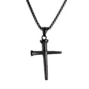 Dicksons Nail Cross Pendant 24 inch Black Plated Stainless Steel Men's Everyday Necklace