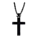 Dicksons Black Slant Cross Pendant 24 inch Plated Stainless Steel Men's Everyday Necklace