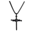 Dicksons 3-Nail Cross Pendant 24 inch Black Plated Stainless Steel Men's Everyday Necklace