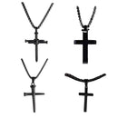 Dicksons Assorted Cross Designs 24 inch Black Plated Stainless Steel Men's Pendant Necklace Set of 4