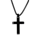 Dicksons Modern Black Plated Cross Necklace for Men Sleek Minimalist Slanted Design Durable Gunmetal Finish Faith Jewelry