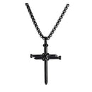 Dicksons Sleek Stainless Steel Dog Tag Necklace for Men 24 inch Chain Modern Cutout Cross Pendant Masculine Faith Jewelry