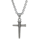 Dicksons The Nail Cross Mottled Texture Nail Cross Silver Plated 24 Inch Pendant Necklace