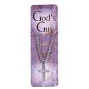 Dicksons Gods Guy Box Cross Cutout Silver 18 Inch Stainless Steel Necklace On Presentation Card
