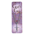 Dicksons Gods Guy Sword Cross Silver 18 Inch Stainless Steel Necklace On Presentation Card
