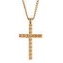 Dicksons - 1.75 Inch Link Box Cross Charm - 24 Inch Gold Plated Stainless Steel Curb Chain Men's Necklace
