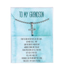 Dicksons To My Grandson Cross Cutout Silver 18 Inch Stainless Steel Necklace On Presentation Card