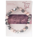 Dicksons Woman Of God Cross Pink and Grey One Size Red Zebra Frost Stone Bracelet On Presentation Card