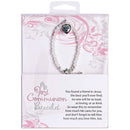 Dicksons My First Communion Heart Charm, White Jade, 6 + 1 Inch, Sodalite Stones Women's Everyday Bracelet,