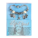 Dicksons Life of Christ - Holy Bible - Love 7 + 1 Inch Extension Silver Plated Stainless Steel Women's Inspirational Dangle Charm Bracelet with Faux Pearl Beads