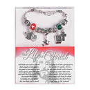 Dicksons Life of Christ - Holy Bible - Love 7 + 1 Inch Extension Silver Plated Stainless Steel Women's Inspirational Dangle Charm Bracelet with Green and Red Beads