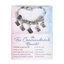 Dicksons 10 Commandments - Snake Chain 7 + 1 Inch Extension Silver Plated Stainless Steel Women's Inspirational Dangle Charm Bracelet