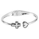 Dicksons Inspirational Two-Tone Stretch Bracelet with Cross & Heart Charms Faith Mustard Seed Jewelry Engraved Christian Bangle