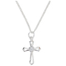 Dicksons Diamond in Rough Open Flared Cross with CZ Center 18 Inch Pendant Necklace