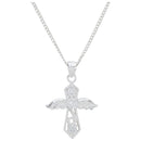 Dicksons Diamond in Rough Angel Cross with CZ Swirl Design 18 Inch Pendant Necklace