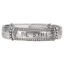 Dicksons Be Still Bordered and Smooth Engraved Tile Stretch Bracelet