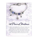 Dicksons The Peace of Christmas 7 + 1 Inch Extension Silver Plated Stainless Steel with Blue Enamel and Glass Women's Dangle Charm Bracelet