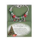 Dicksons The Christmas Tree 7 + 1 Inch Extension Silver Plated Stainless Steel and Glass Women's Inspirational Dangle Charm Bracelet