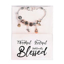 Dicksons I Am Blessed 7 + 1 Inch Extension Silver, Gold and Rose Gold Tri-Plated Stainless Steel Women's Inspirational Dangle Charm Bracelet