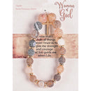 Dicksons Woman of God with Dangle Cross Charm - 2.5 Inch Brown Orange Agate Stone, Glass and Gold Plated Women's Stretch Bracelet