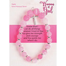 Dicksons Woman of God with Dangle Cross Charm - 2.5 Inch Fuchsia Pink Agate Stone, Glass and Gold Plated Women's Stretch Bracelet
