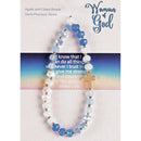 Dicksons Box Cross Charm - 2.5 Inch Blue and White Agate Stone, Glass and Gold Plated Women's Stretch Bracelet