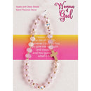 Dicksons Woman of God Box Cross Charm - 2.5 Inch Pink Agate Stone, Glass and Gold Plated Women's Stretch Bracelet on Inspirational Card
