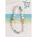 Dicksons Woman of God Box Cross Charm - 2.5 Inch Turquoise and White Agate Stone, Glass and Gold Plated Women's Stretch Bracelet