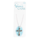 Dicksons Woman's Abalone Bud Cross Necklace 16-Inch Silver Tone Chain with Iridescent Shell Inlay | Elegant Christian Religious Jewelry Giftable