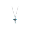 Dicksons Woman's Turquoise Stone Petal Cross Necklace 16-Inch Silver Tone Chain with Semi-Precious Inlay | Southwestern Christian Religious Jewelry Giftable