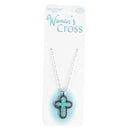 Dicksons Woman's Turquoise Stone Petal Cross Necklace 18-Inch Silver Tone Chain with Semi-Precious Inlay | Southwestern Christian Religious Jewelry Giftable