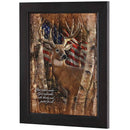 Dicksons One Nation Liberty Justice For All American Flag White Tail Buck Brown 12 x 16 Wood And Glass Framed Wall Art