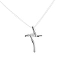 Dicksons Curve Cross Cubic Zirconia Center, Silver Tone, 18 Inch, Plated Metal, Women's Everyday Necklace,