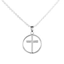 Dicksons Open Circle Cross Silver Tone, 18 Inch, Plated Metal, Women's Everyday Necklace,