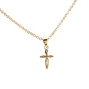 Dicksons Mini Twisted Ribbon Cross, Gold Tone 18 Inch, Plated Metal, Women's Everyday Necklace,