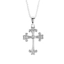 Dicksons - 7/8 Inch Fancy Heart Bud Cross Charm - 18 Inch Silver Plated Stainless Steel Cable Chain Women's Necklace