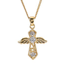Dicksons Gold Plated Mustard Seed Petal Cross Necklace Symbolic Cutout Faith Pendant Elegant Devotional Jewelry